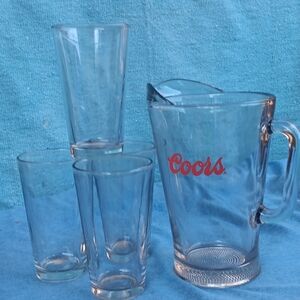 Coors Glass Beverage Set with Pitcher and Tumblers